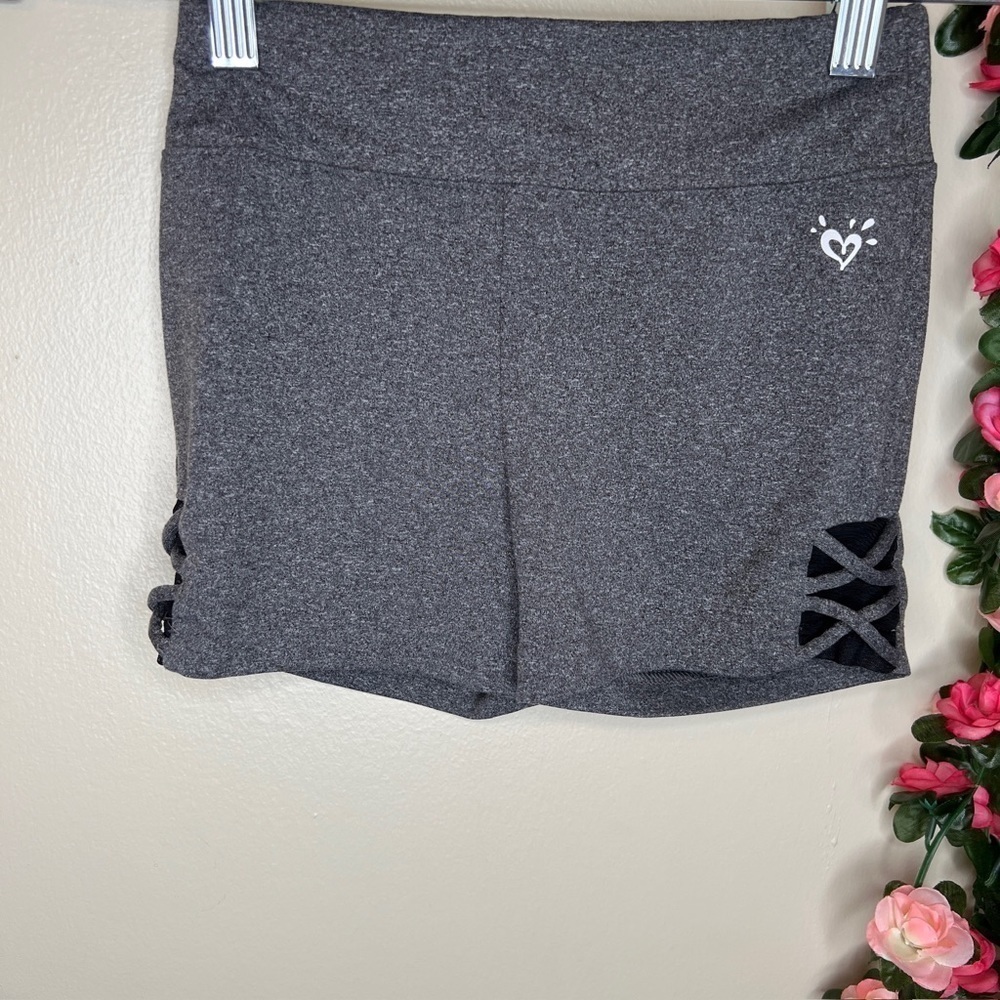 Justice Active Gray Silver Gym Shorts Athletic Girls 10 Large Walking Comfort